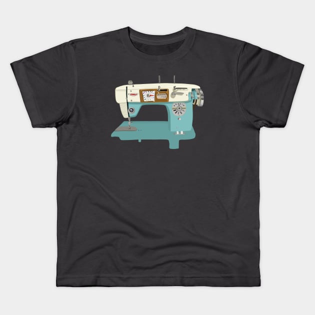 Blue Sewing Machine Kids T-Shirt by jenblove